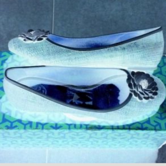 Tory Burch $295 size 8 petal ballet flats lavender woven raffia straw euc box - Picture 14 of 14